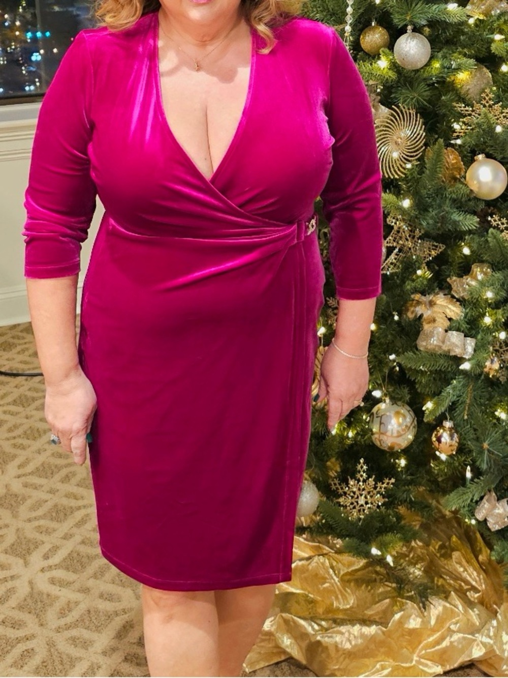 Anne Klein Velvet Wrap Dress